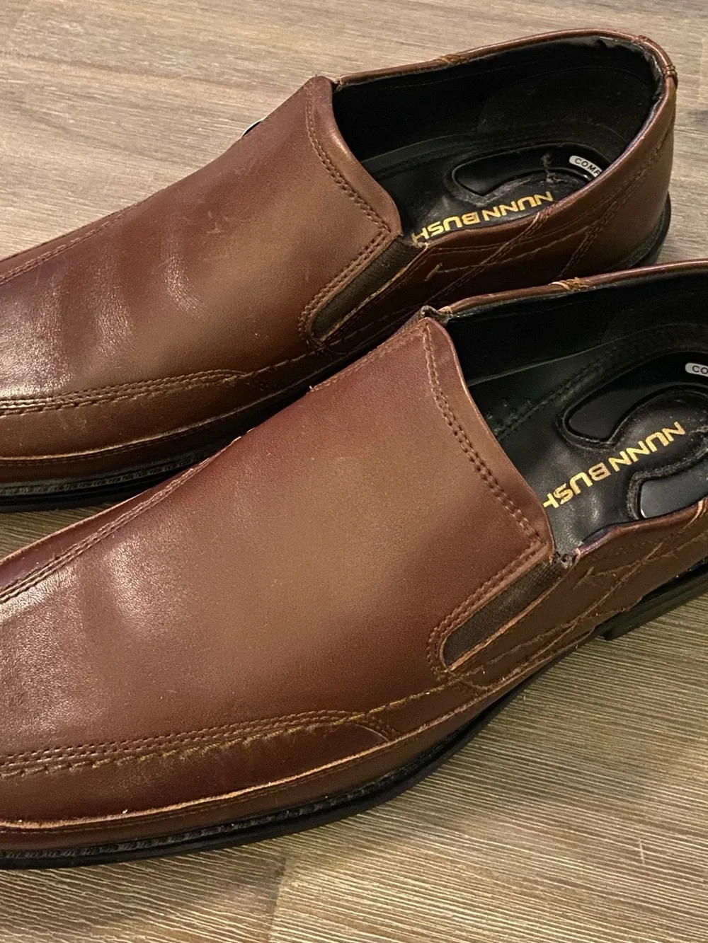 Nunn Bush Shoes Men’s Size 10.5 Brown Dylan Slip On Oxford Dress Comfort Gel New